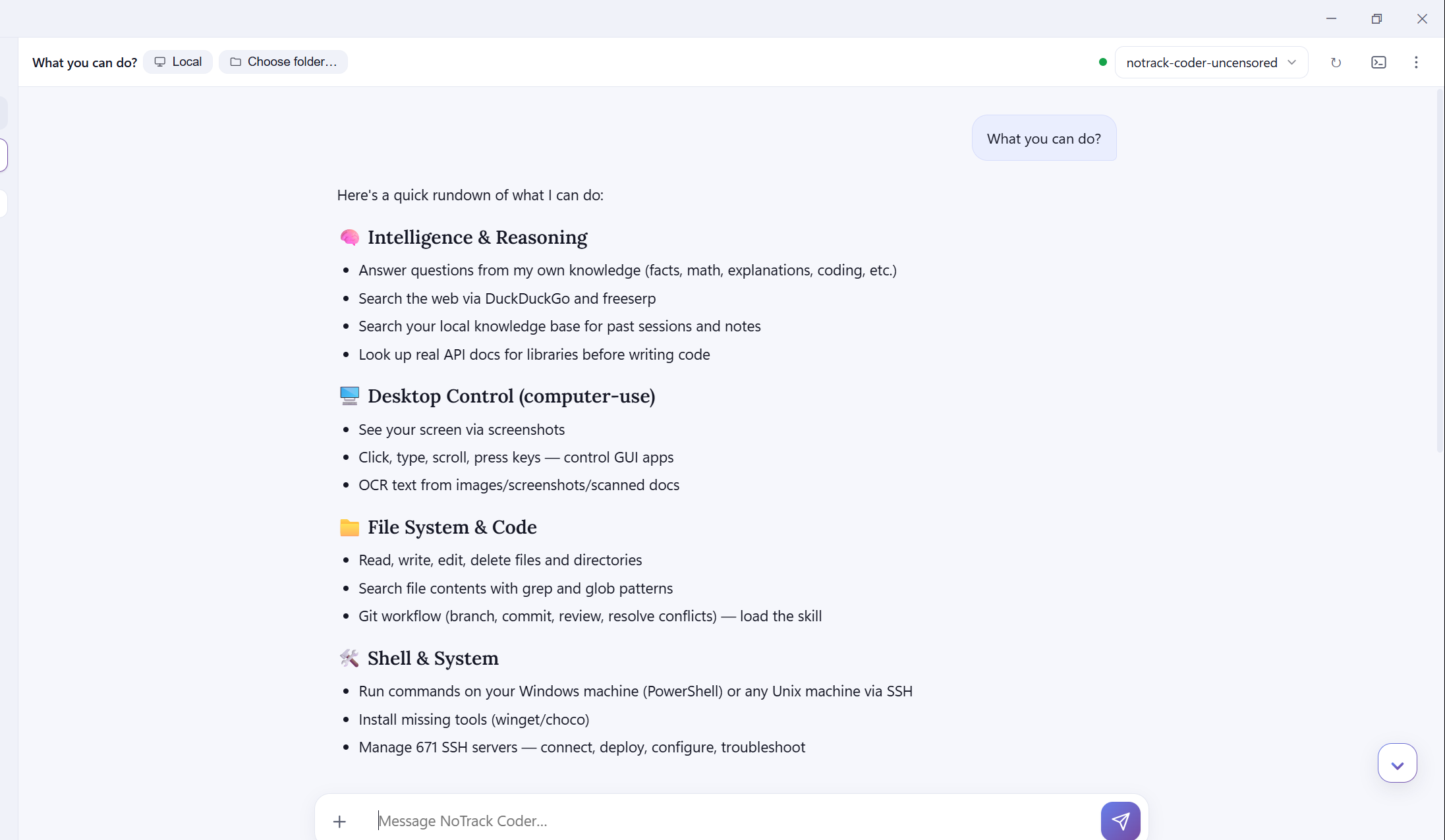 The Uncensored Coding agent workspace